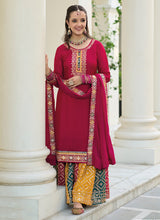 Load image into Gallery viewer, Red Multi Colour Designer Gharara Style Suit