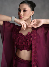 Load image into Gallery viewer, Regal Elegance Deep Wine Jacket Style Lehenga Set