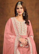 Load image into Gallery viewer, Regal Elegance Peach Embroidered Palazzo Style Suit
