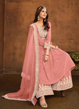 Load image into Gallery viewer, Regal Elegance Peach Embroidered Palazzo Style Suit