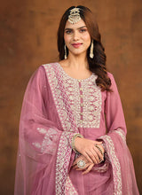 Load image into Gallery viewer, Regal Elegance Pink Embroidered Palazzo Style Suit