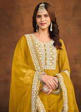Load image into Gallery viewer, Regal Elegance Yellow Embroidered Palazzo Style Suit