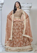 Load image into Gallery viewer, Royal Embroidered Brown Lehenga for the Modern Maharani