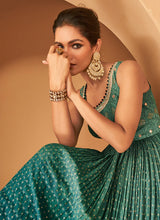 Load image into Gallery viewer, Shaded Teal Heavy Embroidered Anarkali Suit