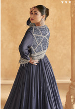 Load image into Gallery viewer, Sophisticated Embroidered Blue Anarkali Gown