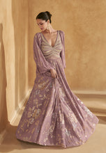 Load image into Gallery viewer, Sophisticated Embroidered Mauve Anarkali Gown