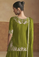 Load image into Gallery viewer, Sophisticated Grace Olive Green Embroidered Lehenga