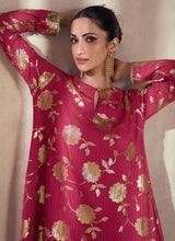 Load image into Gallery viewer, Stitched Serenity Magenta Pink Embroidered Sharara Suit