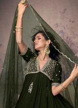 Load image into Gallery viewer, Stunning Embroidered Green Anarkali