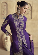 Load image into Gallery viewer, Stunning Embroidered Purple Sharara Ensemble