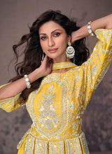 Load image into Gallery viewer, Stunning Embroidered Yellow Anarkali