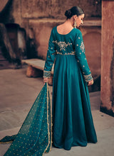 Load image into Gallery viewer, Teal Heavy Embroidered  Kalidar Anarkali Suit