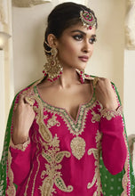 Load image into Gallery viewer, Timeless Grace Embroidered Pink-Green Dhoti Style Outfit-2