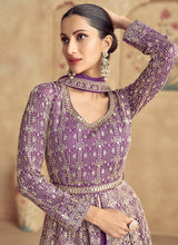 Load image into Gallery viewer, Timeless Grace Purple Embroidered Anarkali Gown