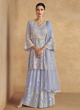 Load image into Gallery viewer, Timeless Lavender Embroidered Sharara Style Suit