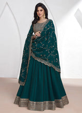 Load image into Gallery viewer, Turquoise Elegance Reimagined Designer Anarkali Suit