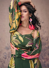 Load image into Gallery viewer, Vibrant Blooms Green Multicolor Floral Jacket Style Palazzo