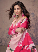 Load image into Gallery viewer, Vibrant Blooms Pink Multicolor Floral Jacket Style Palazzo