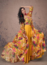 Load image into Gallery viewer, Vibrant Blooms Yellow Multicolor Floral Jacket Style Palazzo