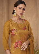 Load image into Gallery viewer, Yellow Embroidered Stylish Pant Style Suit