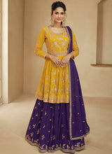 Load image into Gallery viewer, Yellow and Purple Embroidered Lehenga Choli