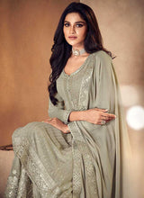 Load image into Gallery viewer, Almond Green Mirror Embroidered Indo Western Style Lehenga fashionandstylish.myshopify.com