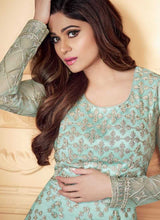 Load image into Gallery viewer, Aqua Blue Heavy Embroidered Gown Style Anarkali fashionandstylish.myshopify.com