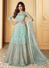 Load image into Gallery viewer, Aqua Blue Heavy Embroidered Gown Style Anarkali fashionandstylish.myshopify.com
