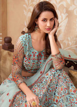 Load image into Gallery viewer, Aqua Blue Heavy Floral Embroidered Stylish Lehenga Choli fashionandstylish.myshopify.com