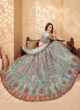Load image into Gallery viewer, Aqua Blue Heavy Floral Embroidered Stylish Lehenga Choli fashionandstylish.myshopify.com