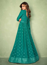 Load image into Gallery viewer, Aqua Sequins Embroidered Jacket Style Anarkali Suit fashionandstylish.myshopify.com