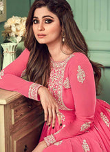 Load image into Gallery viewer, Baby Pink Floral Heavy Embroidered Floor touch Anarkali fashionandstylish.myshopify.com