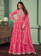 Load image into Gallery viewer, Baby Pink Floral Heavy Embroidered Floor touch Anarkali fashionandstylish.myshopify.com