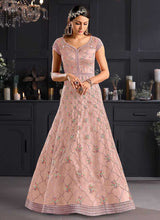 Load image into Gallery viewer, Baby Pink Heavy Floral Embroidered Kalidar Gown Style Anarkali fashionandstylish.myshopify.com