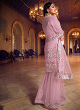 Load image into Gallery viewer, Baby Pink Mirror Embroidered Gharara Style Suit fashionandstylish.myshopify.com