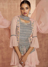 Load image into Gallery viewer, Baby Pink Sequin Embroidered Stylish Indo Western Lehenga fashionandstylish.myshopify.com