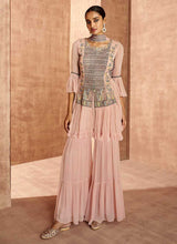 Load image into Gallery viewer, Baby Pink Sequin Embroidered Stylish Indo Western Lehenga fashionandstylish.myshopify.com