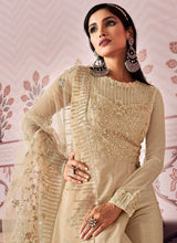 Load image into Gallery viewer, Beige Floral Embroidered Designer Pant Style Anarkali fashionandstylish.myshopify.com