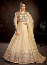 Load image into Gallery viewer, Beige Floral Embroidered Stylish Kalidar Anarkali fashionandstylish.myshopify.com