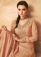 Load image into Gallery viewer, Beige Gold Embroidered Designer Sharara Style Suit fashionandstylish.myshopify.com