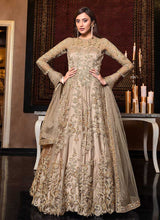 Load image into Gallery viewer, Beige Gold Heavy Embroidered Gown Style Anarkali fashionandstylish.myshopify.com