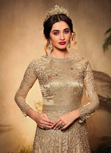 Load image into Gallery viewer, Beige Gold Heavy Embroidered Gown Style Anarkali Suit fashionandstylish.myshopify.com
