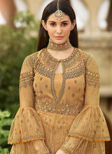 Load image into Gallery viewer, Beige Gold Heavy Embroidered Lehenga Style Anarkali fashionandstylish.myshopify.com