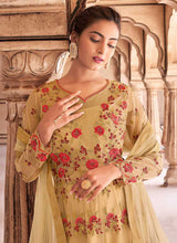 Load image into Gallery viewer, Beige Gold Heavy Embroidered Lehenga Style Anarkali fashionandstylish.myshopify.com