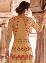 Load image into Gallery viewer, Beige Gold Heavy Embroidered Lehenga Style Anarkali fashionandstylish.myshopify.com