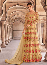 Load image into Gallery viewer, Beige Gold Heavy Embroidered Lehenga Style Anarkali fashionandstylish.myshopify.com