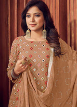 Load image into Gallery viewer, Beige Mirror Embroidered Sharara Style Suit fashionandstylish.myshopify.com