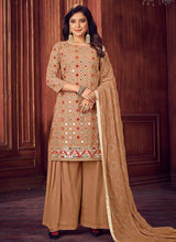 Load image into Gallery viewer, Beige Mirror Embroidered Sharara Style Suit fashionandstylish.myshopify.com