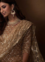Load image into Gallery viewer, Beige Sequins Work Embroidered Gharara Style Suit fashionandstylish.myshopify.com