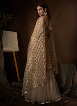 Load image into Gallery viewer, Beige Sequins Work Embroidered Gharara Style Suit fashionandstylish.myshopify.com